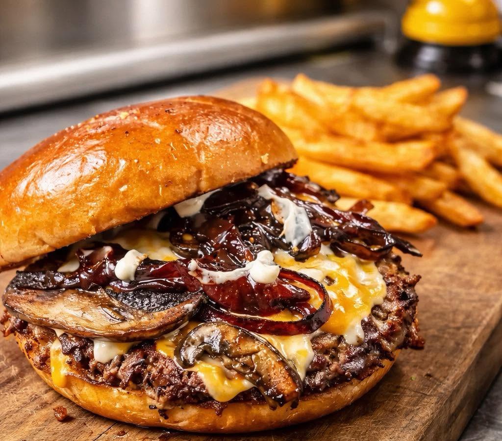 Balsamic Glazed Mushroom Burger